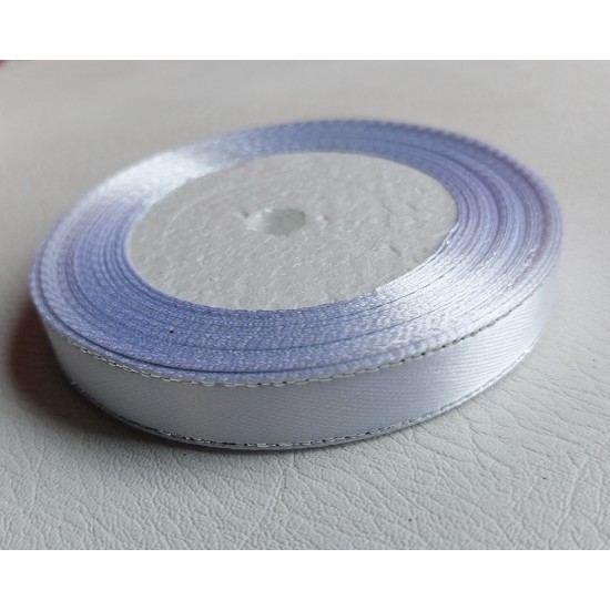 Лента атласная с люрексом 1,2 см*25 ярдов цв. белый/серебро, цена за катушку